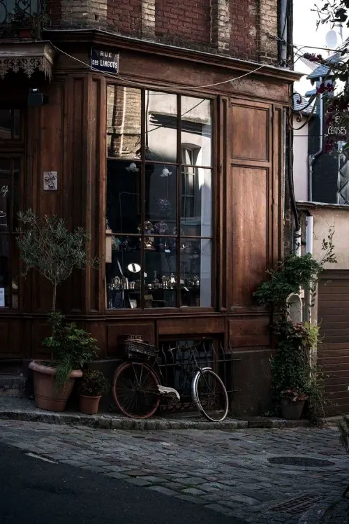 Old Brick Building with Storefront, photographic, organic, warm