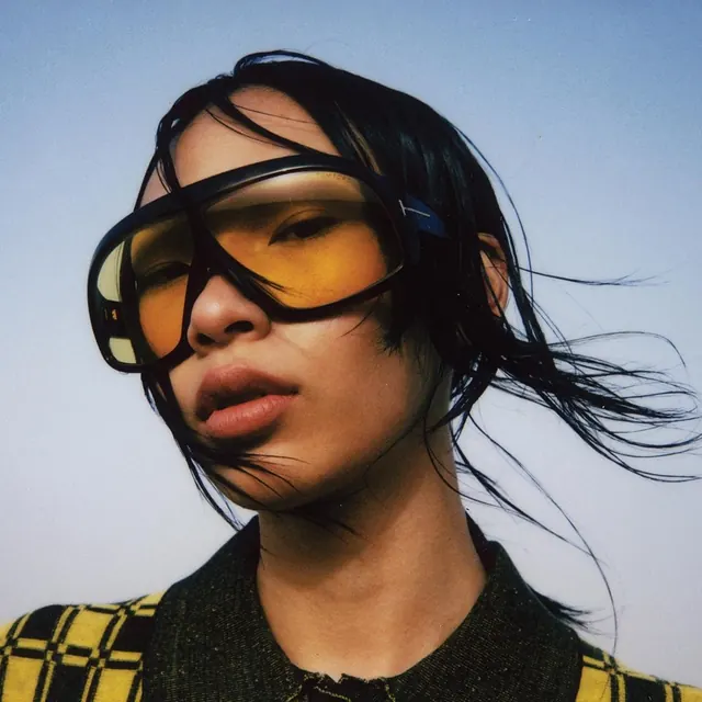 Cyberpunk Portrait with Yellow Goggles, y2k, photographic, vibrant