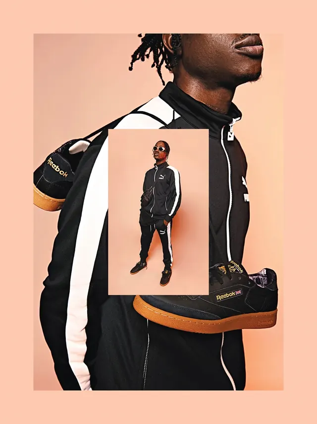 Collage Portrait with Graphic Elements, minimal, editorial, monochrome