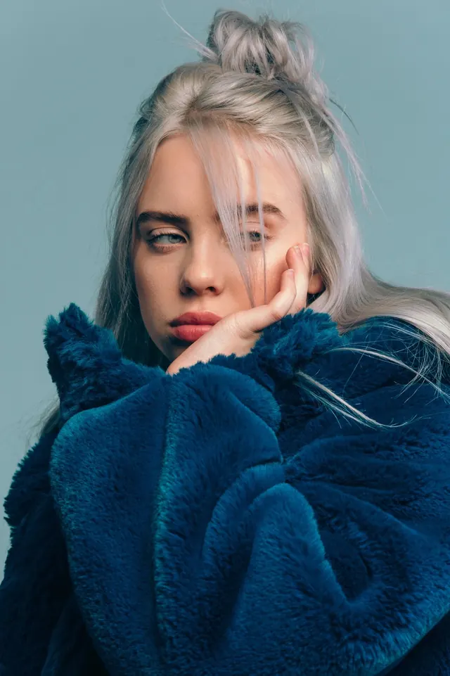 Portrait of a Woman in Blue Fur, photographic, luxury, cool
