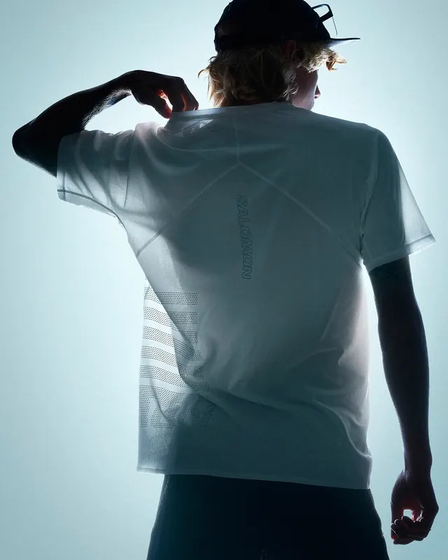 Back View of Person in T-shirt Mockup, photographic, minimal, light