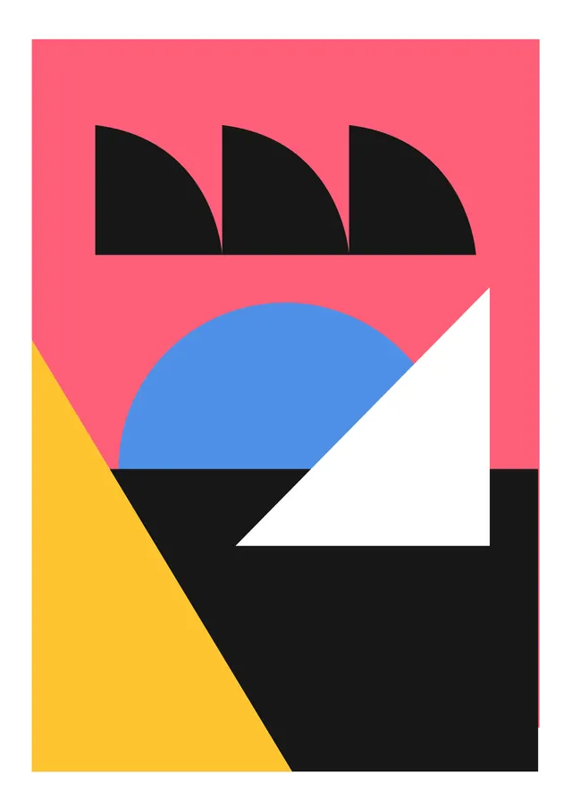 Geometric Abstract Composition, minimal, swiss, high-contrast
