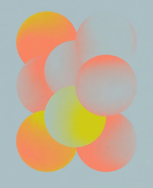 Overlapping Gradient Spheres, glassmorphism, gradient-heavy, vibrant