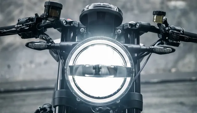 Motorcycle Headlight Close-up, photographic, dark-mode, dark