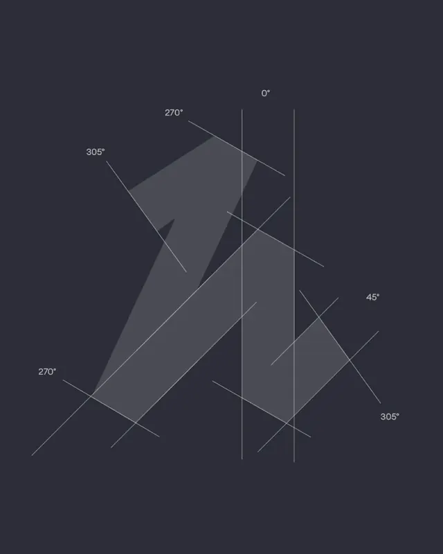 Geometric Abstract Graphic with Degree Markings, minimal, swiss, dark