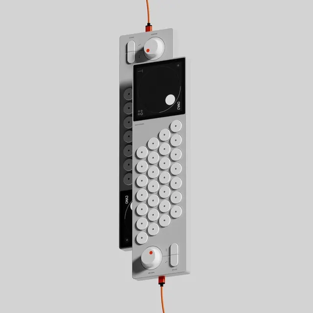 Industrial Control Panel Mockup, minimal, technical, monochrome