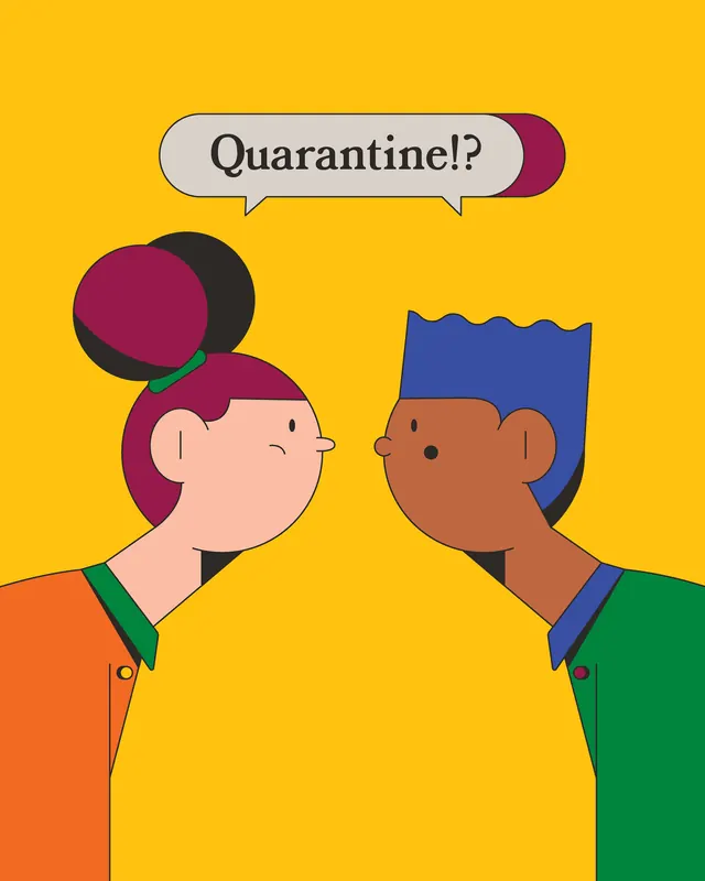 Quarantine Illustration, flat, playful, vibrant