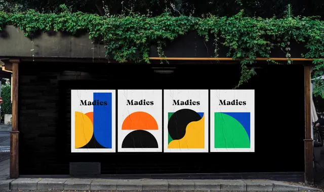 Madles Identity System Mockup, minimal, geometric, high-contrast