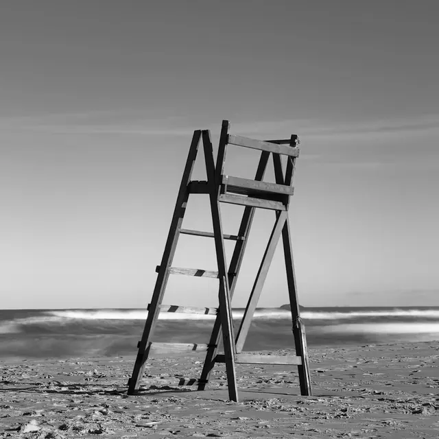 Monochrome Beach Lifeguard Chair, minimal, monochrome, monochrome