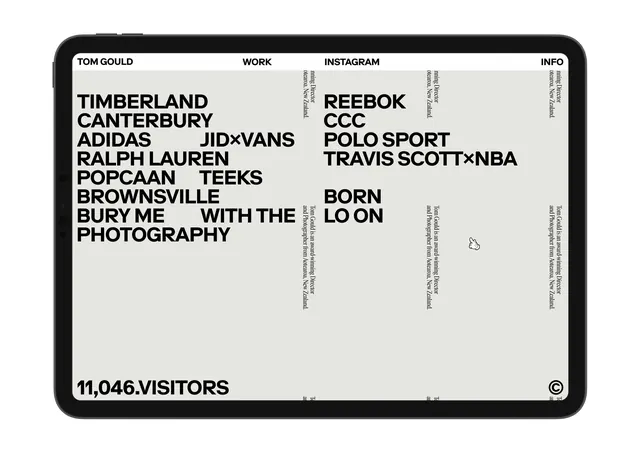 Typography-based Portfolio Layout, minimal, swiss, high-contrast