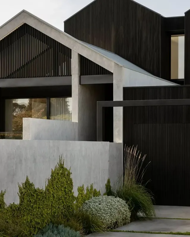 Modernist Architectural Exterior, minimal, geometric, dark