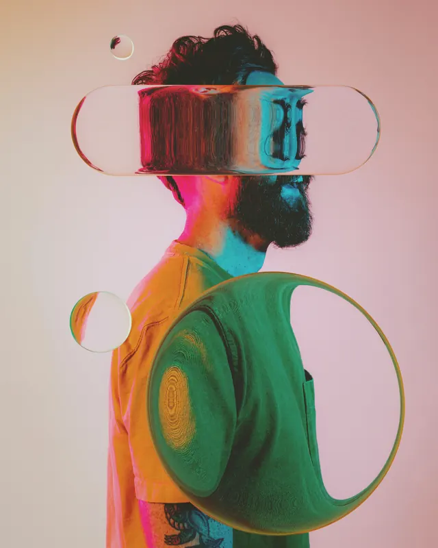 Abstract Portrait Collage, maximalist, abstract, vibrant