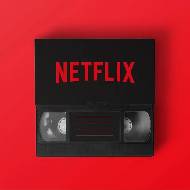 Netflix Mockup on Red Background, minimal, boxed, vibrant