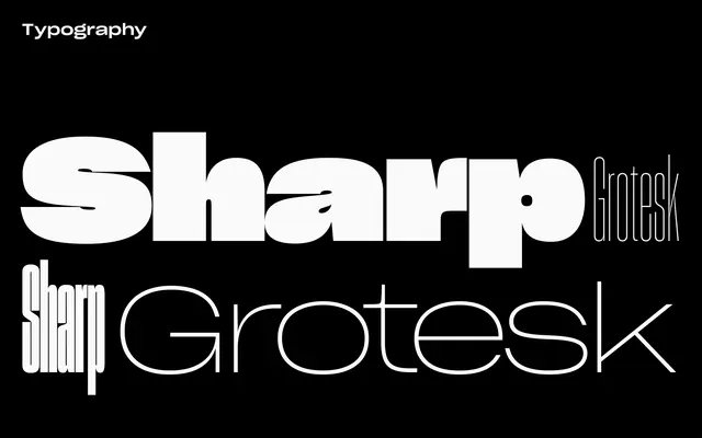 Sharp Grotesk Type Specimen, minimal, swiss, dark