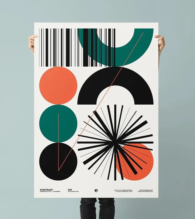 Geometric Abstract Poster, minimal, swiss, high-contrast