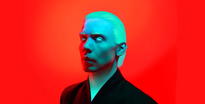 Neon Portrait of a Man, photographic, vibrant