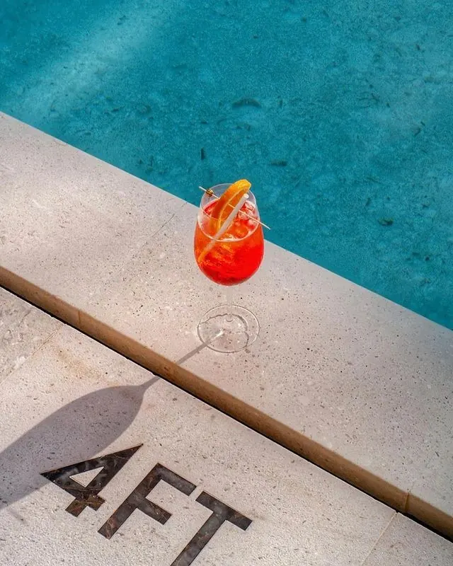 Poolside Tropical Drink Mockup, photographic, minimal, vibrant