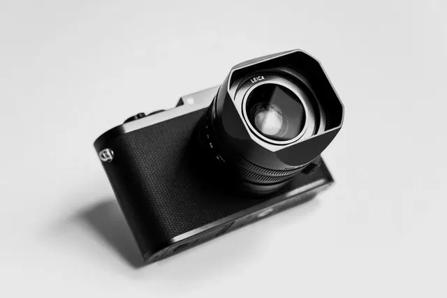 Black Compact Camera Mockup, minimal, photographic, monochrome
