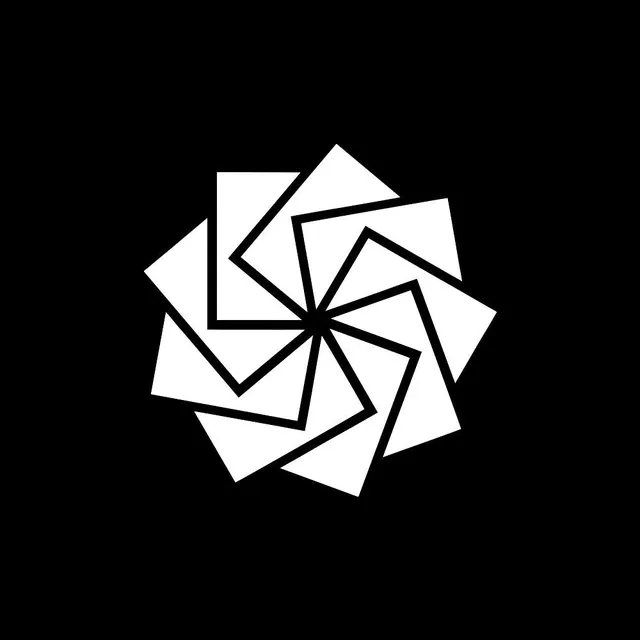 Geometric Pinwheel Logo, minimal, monochrome, high-contrast