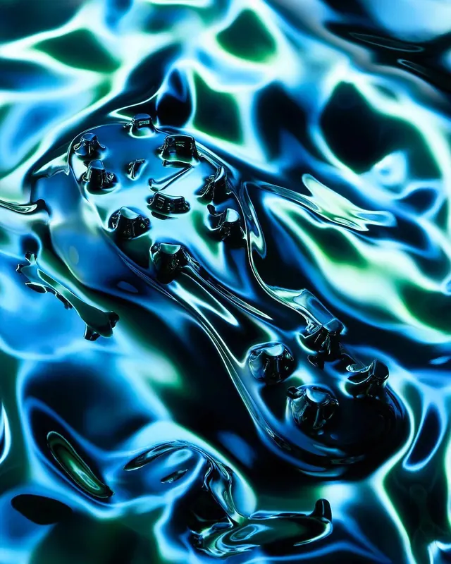 Abstract Blue Fluidity, organic, gradient-heavy, dark