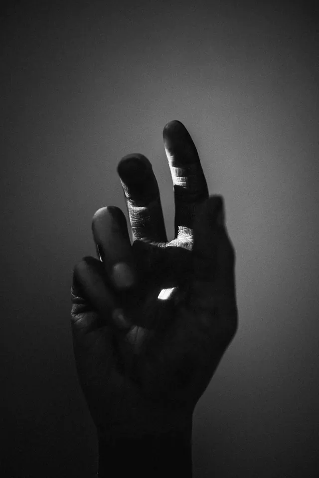 Glowing Hand Silhouette, minimal, monochrome, monochrome