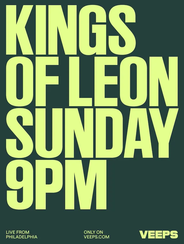 Kings of Leon Concert Poster, minimal, brutalist, high-contrast
