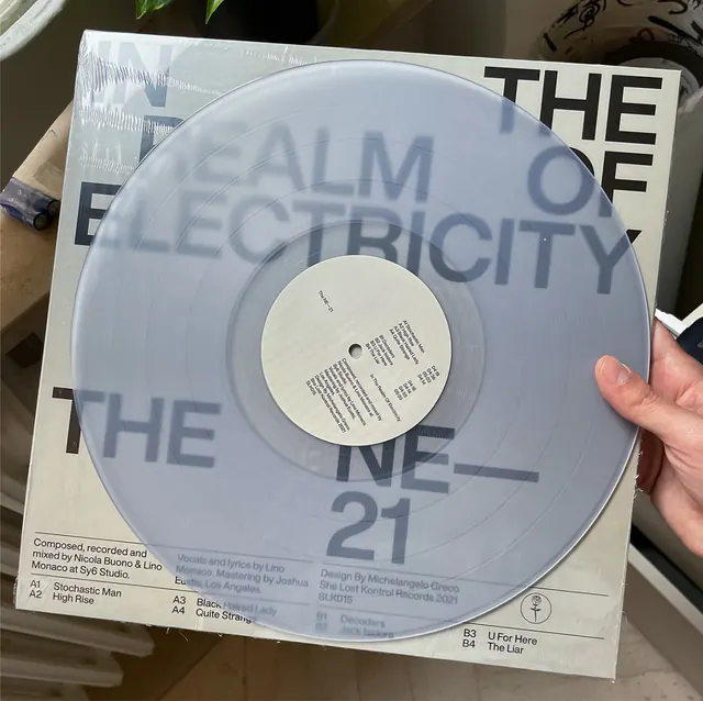 The Realm Electricity Vinyl Record Mockup, minimal, technical, light