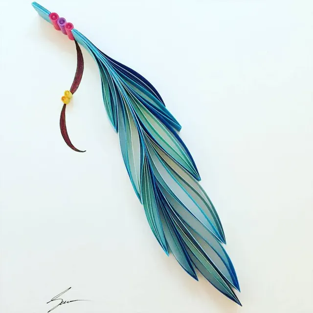 Stylized Feather Illustration, organic, illustrated, vibrant