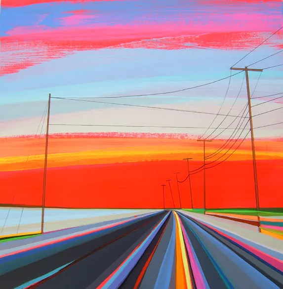 Abstract Highway Sunset, abstract, flat, vibrant