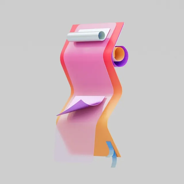 Abstract Ribbon Graphic, 3d-render, playful, vibrant