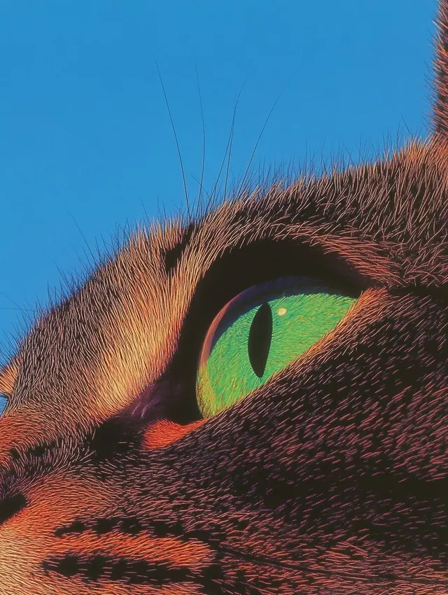 Close-up of a Cat's Eye, illustrated, organic, vibrant