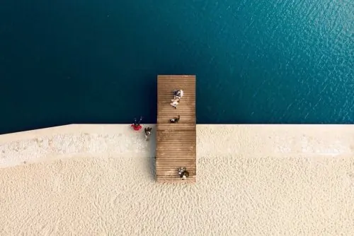 Minimalist Beach Door Mockup, minimal, geometric, high-contrast