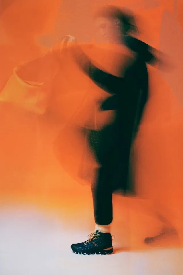 Motion Blur Figure in Orange, abstract, photographic, warm
