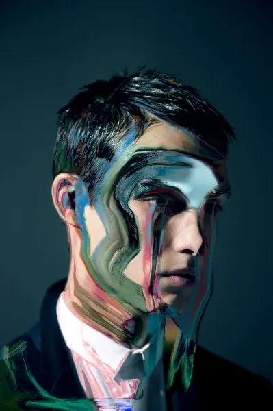 Surrealist Portrait Collage, maximalist, abstract, high-contrast