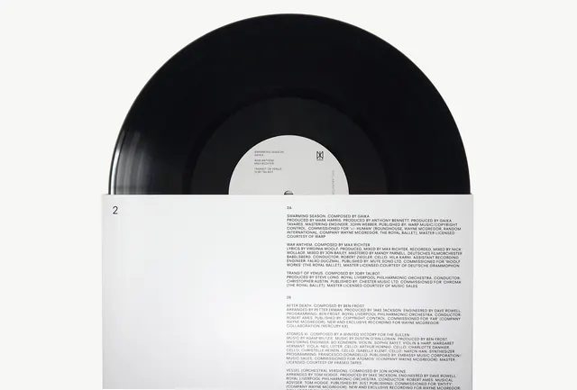Vinyl Record Mockup with Text Overlay, minimal, swiss, monochrome