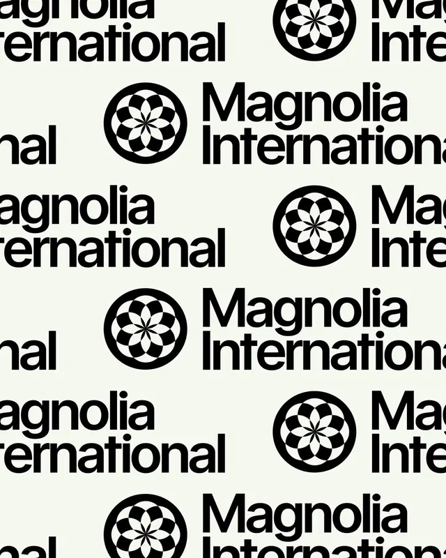 Magnolia International Identity System, minimal, corporate-clean, monochrome