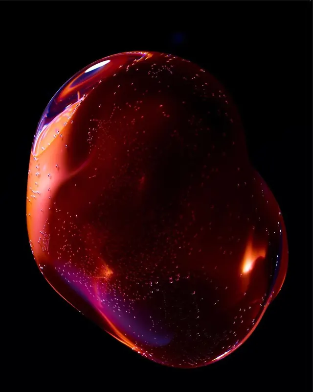 Abstract Red Fluid Sphere, organic, 3d-render, dark