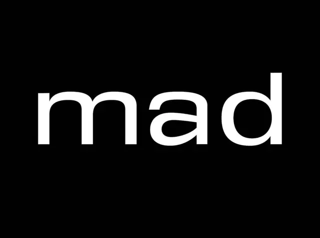 mad wordmark, minimal, monochrome, high-contrast