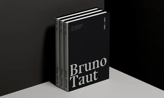 Bruno Taut Book Mockup, minimal, swiss, dark