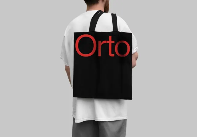 Orto Wordmark on Tote Bag Mockup, minimal, corporate-clean, high-contrast