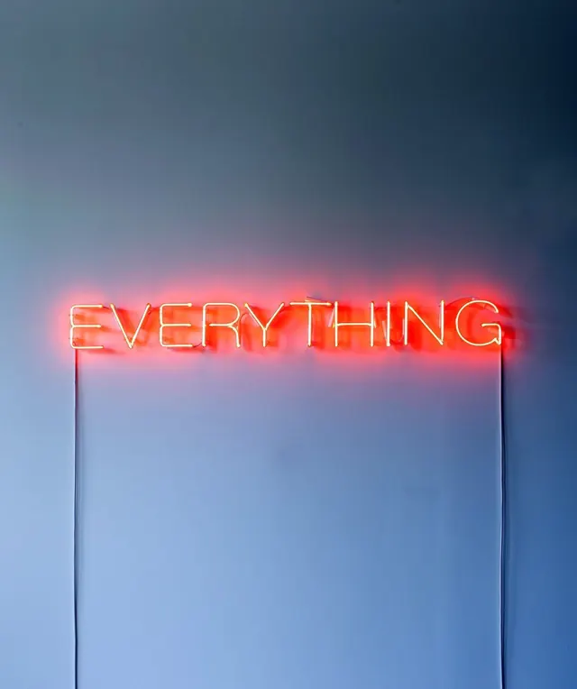 Neon Everything Wordmark, minimal, gradient-heavy, vibrant