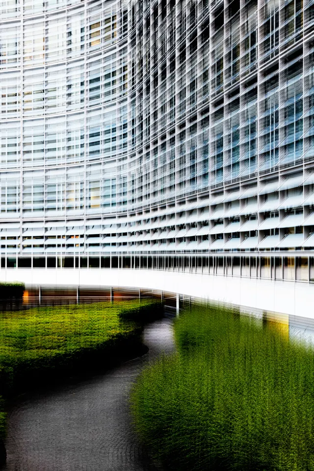 Modern Architecture with Water Feature, minimal, corporate-clean, light