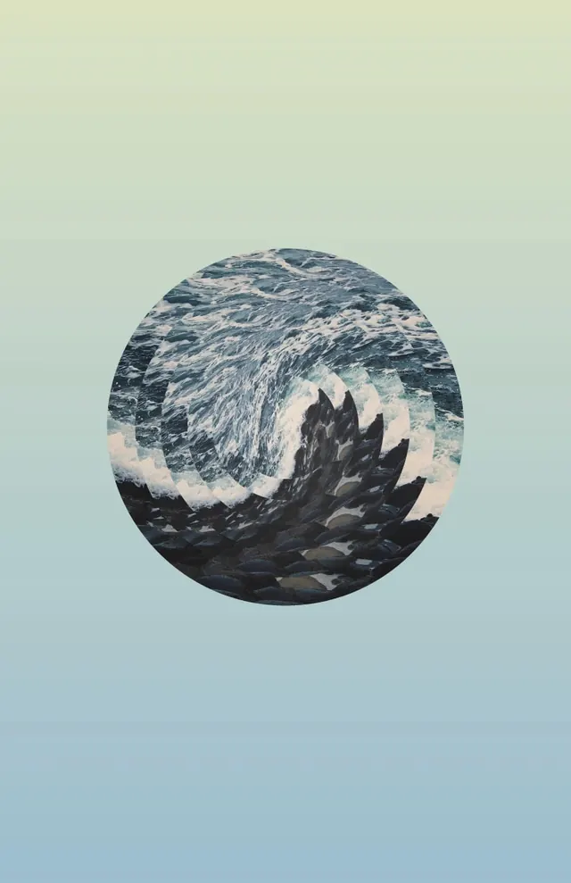 Great Wave Off Kanagawa Circular Illustration, illustrated, organic, cool