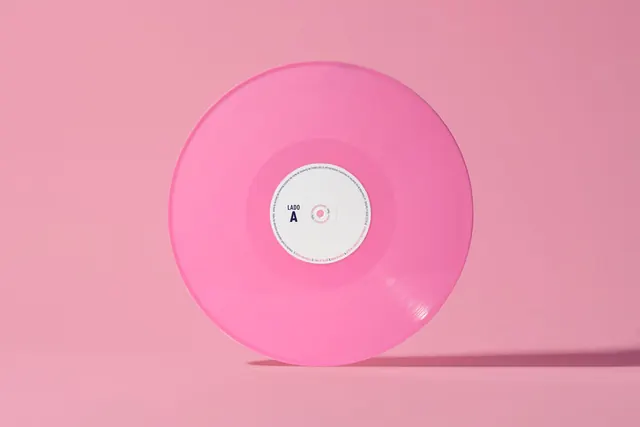 Pink Vinyl Record Mockup, minimal, 3d-render, pastel