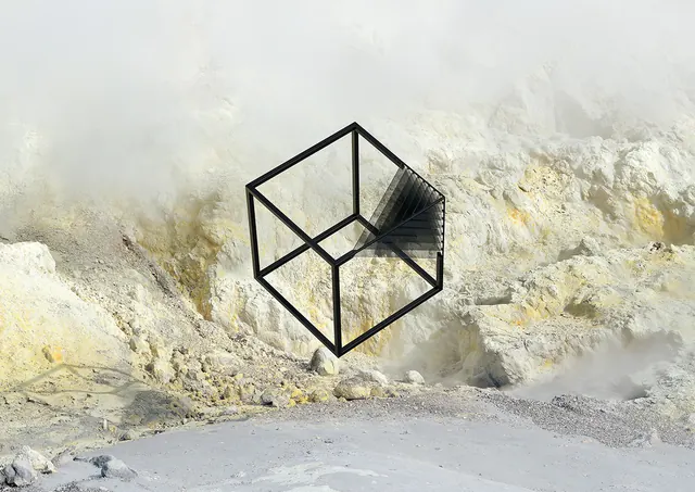 Geometric Cube with Shaded Facet, minimal, geometric, monochrome