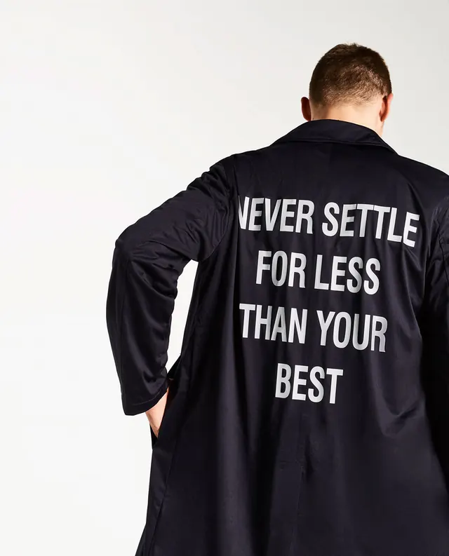 Never Settle Typography Apparel Mockup, minimal, monochrome, dark