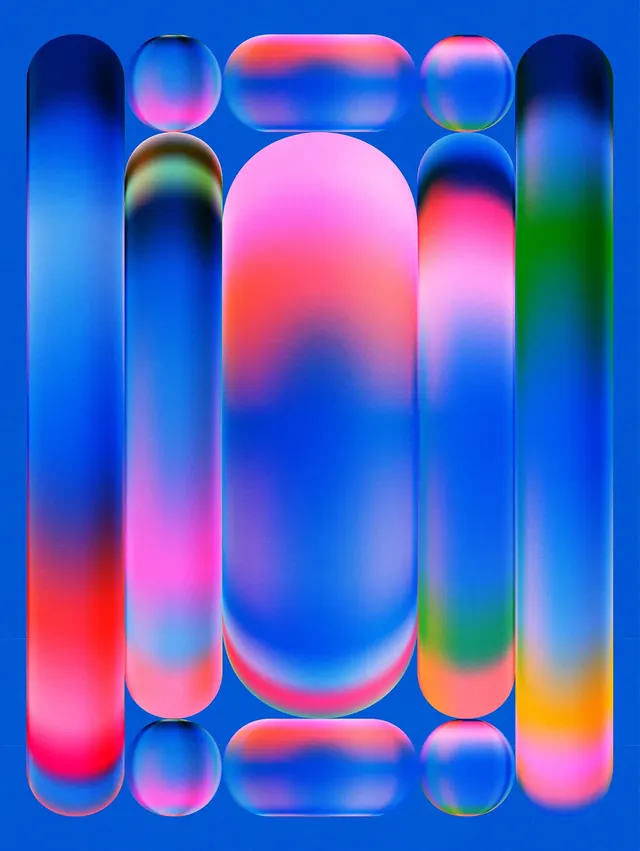 Abstract Gradient Capsule Composition, gradient-heavy, playful, vibrant