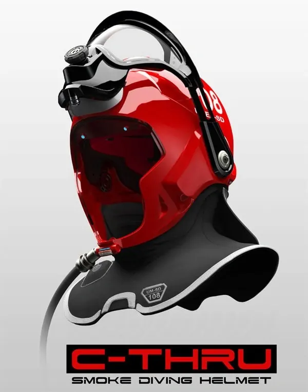 C-THRU Smoke Diving Helmet Mockup, technical, 3d-render, vibrant