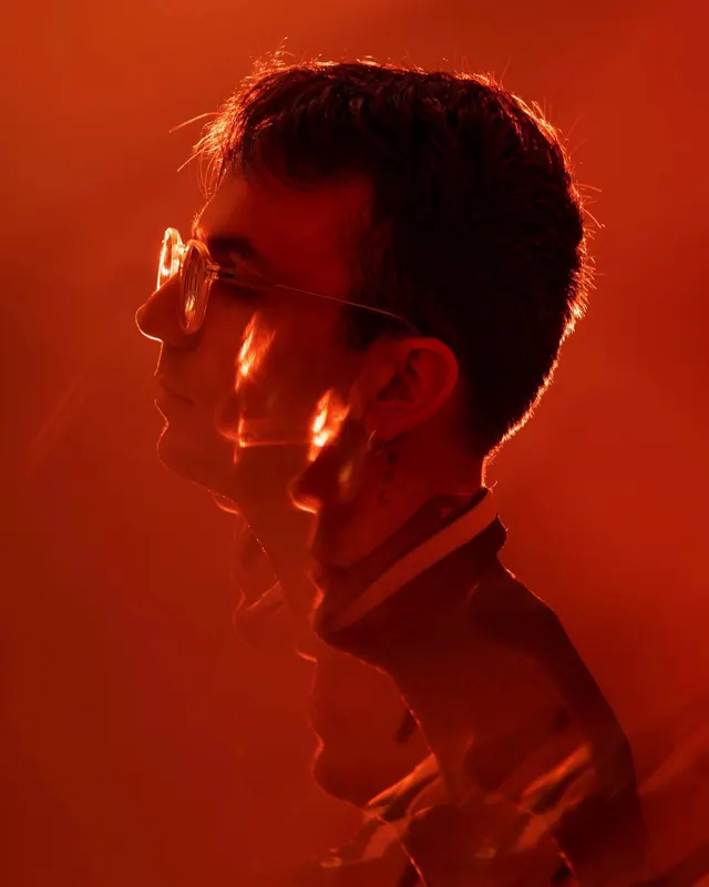 Monochromatic Orange Portrait, photographic, minimal, warm