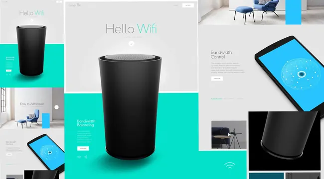 Hello Wi-Fi Branding and UI Mockups, minimal, corporate-clean, light